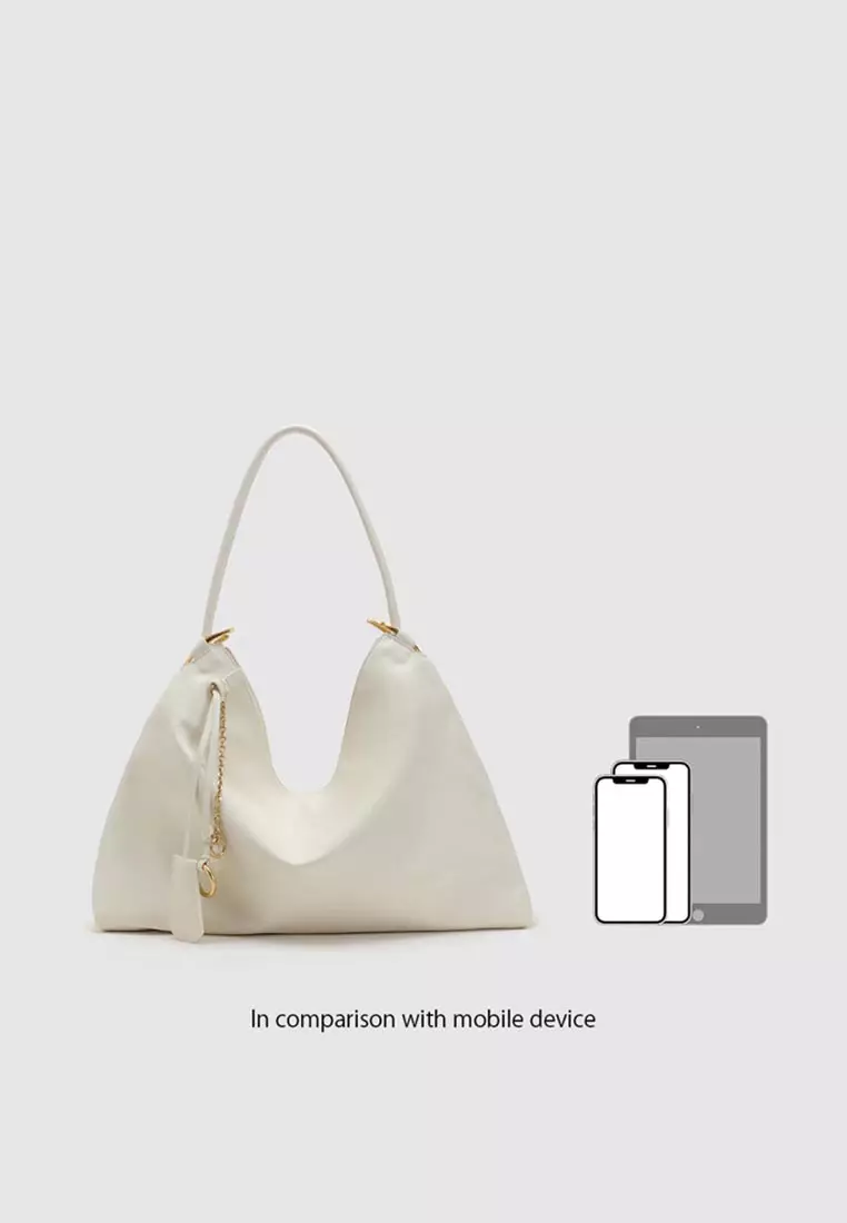 Slouchy Open Top Chain Shoulder Bag Artificial Leather