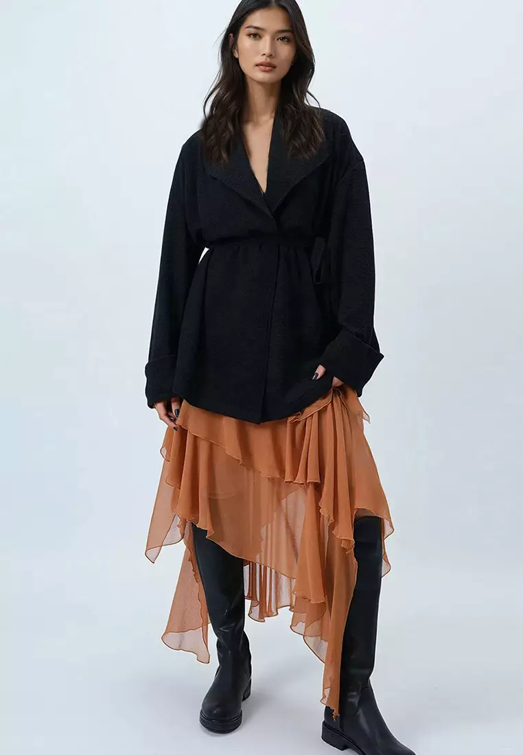 Shawl Collar Textured Jacket