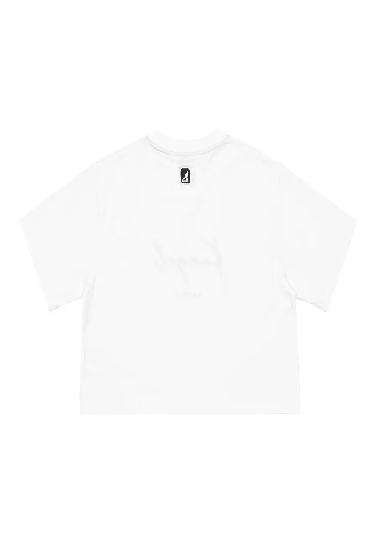 Kangol Women's Cropped Long Sleeve Polo Shirt White Size Medium Y2K