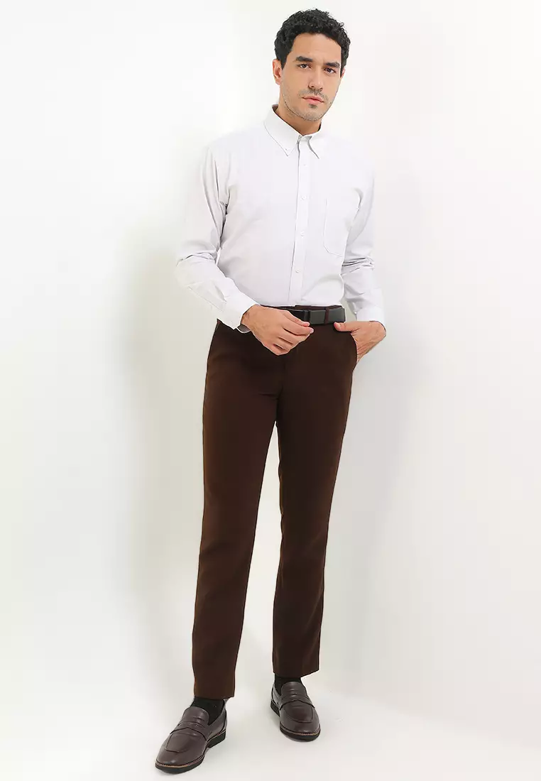 Kemeja Lengan Panjang Ethan White Bone Hue - Off White Casual