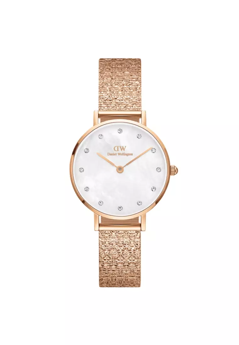 Petite 28mm Pressed Lumine White Dial Rose gold Crystals Watch for women Women s watch Fashion watch DW Official Authentic Crystals