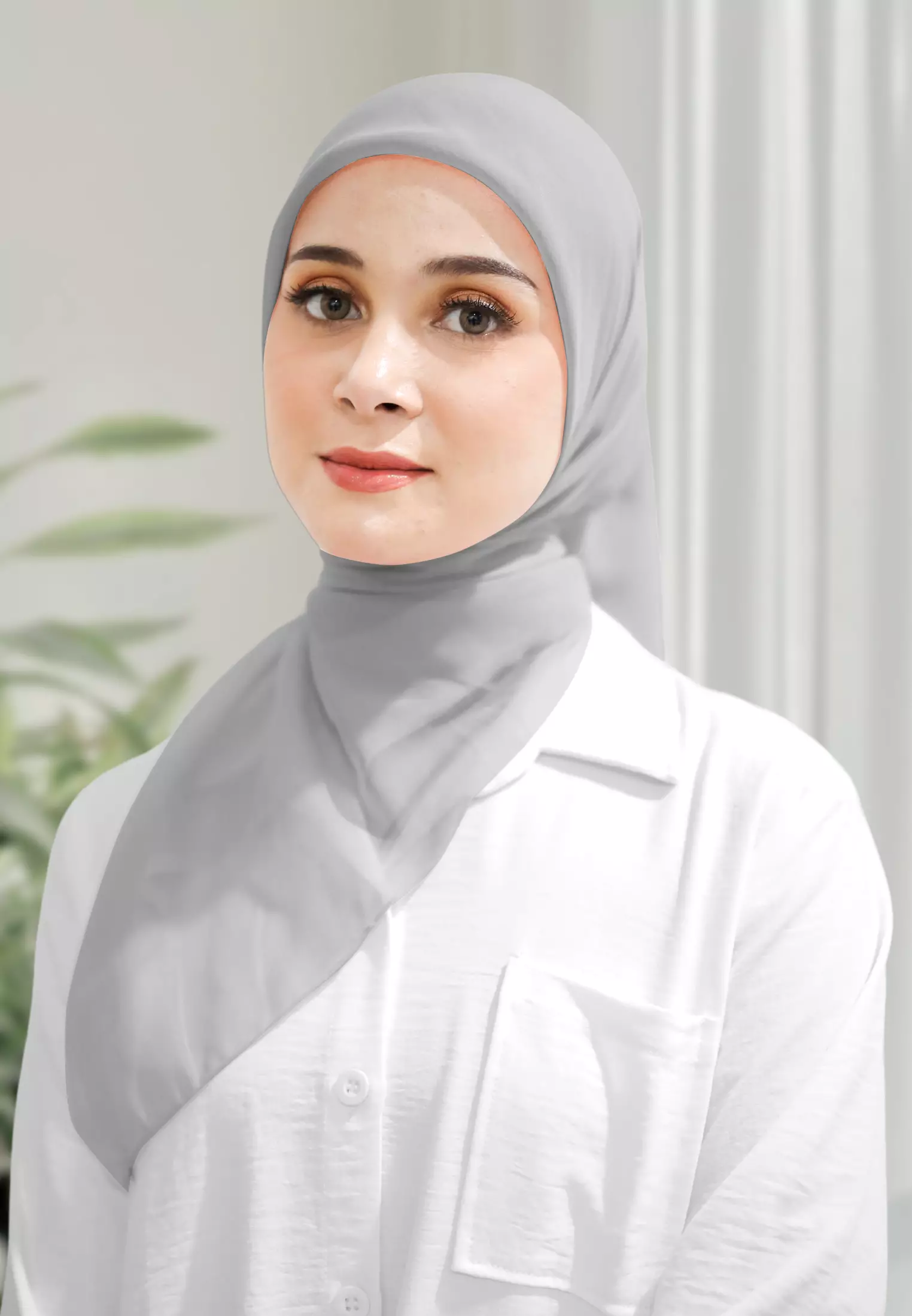 Haura Scarf Paris | Hijab Segiempat | Plain Paris Hijab Polos - Arctic Grey