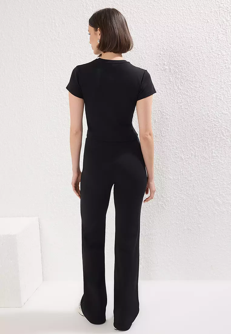 Black Fitted/Flexible Knit Upper-Lower Team TWOSS25AU00053