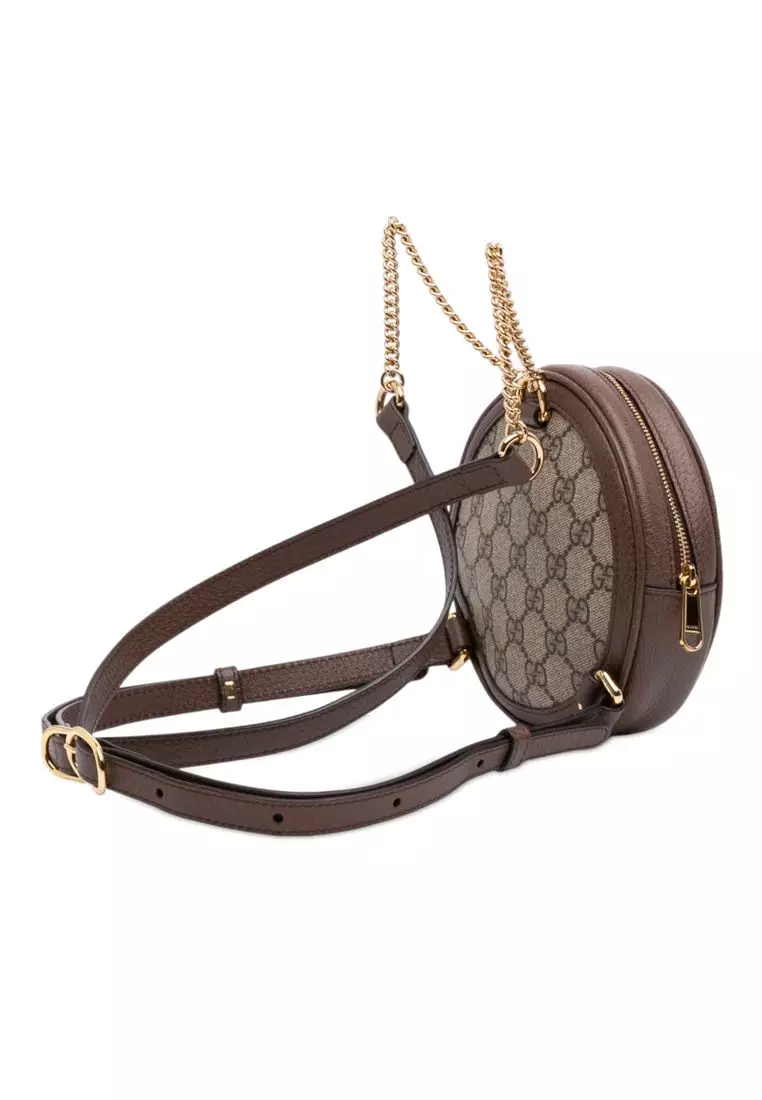 Pre-Loved Gucci Mini Gg Supreme Web Ophidia Round Backpack