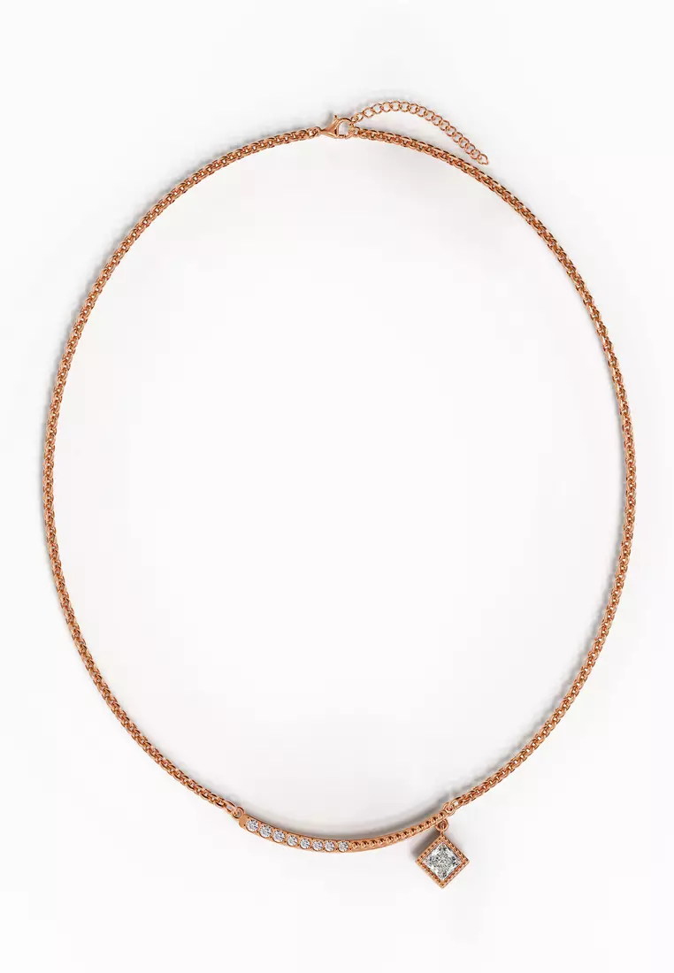 Sparkling Pendant Necklace in Rose Gold Embellished with Swarovski crystals