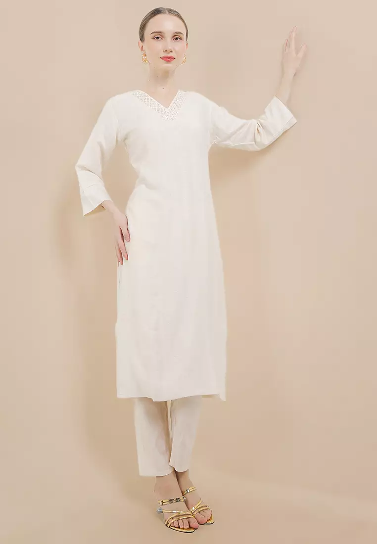 Chanira Festive Halima Tunic Set - Cream