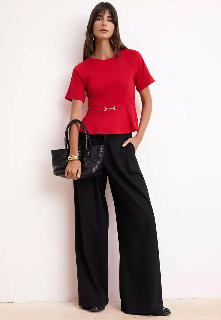 Peplum Raglan Sleeve Blouse