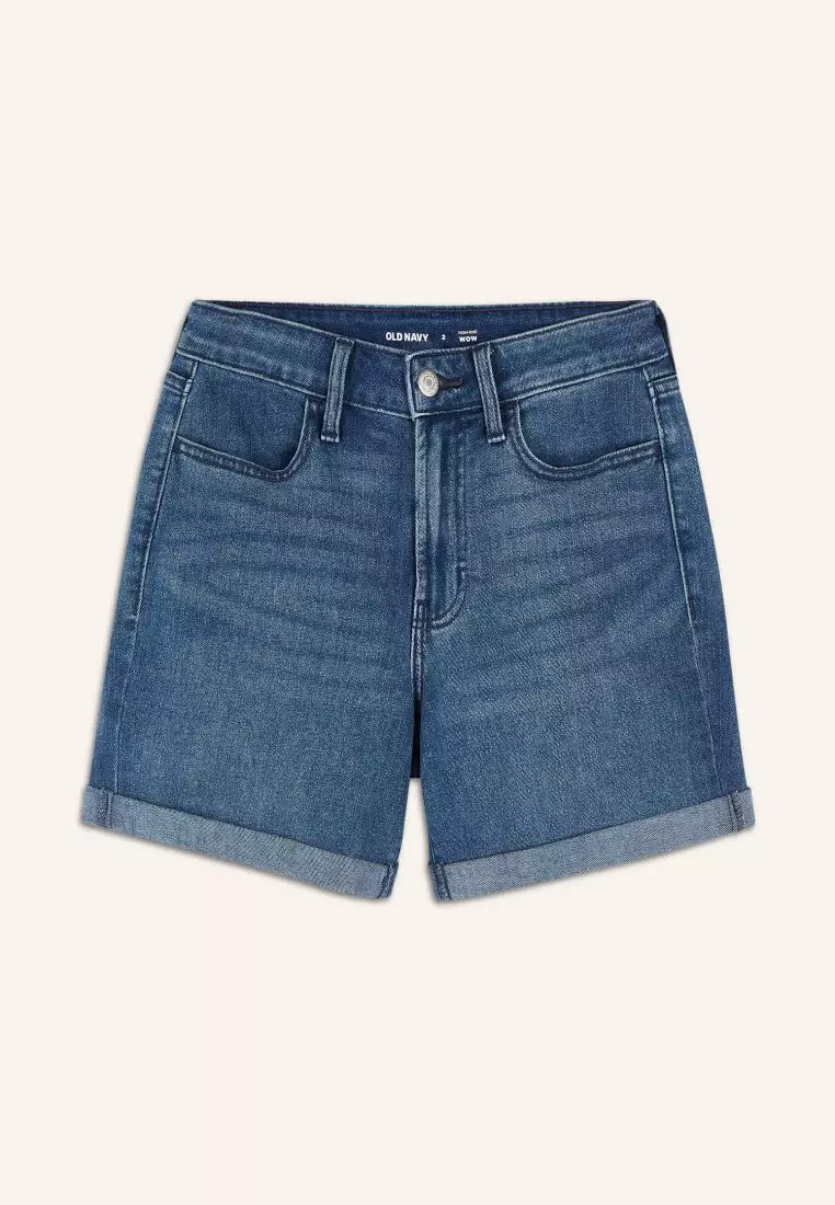 High waisted clearance shorts navy blue