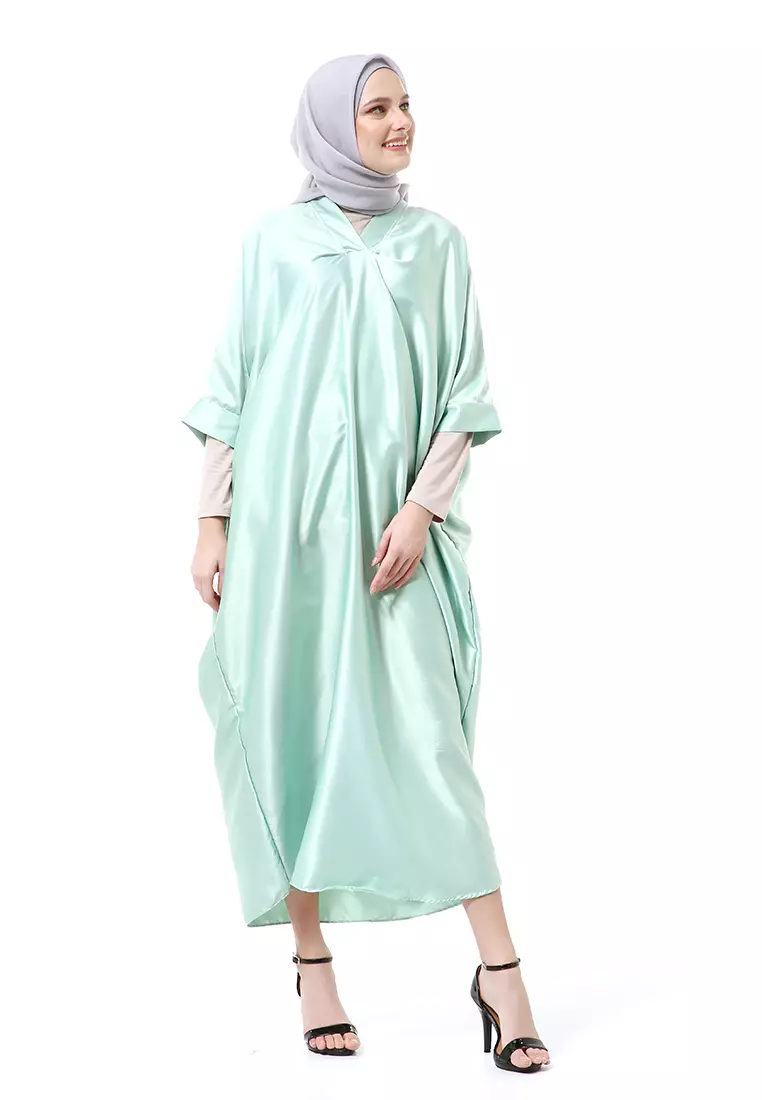 Kahitna Kaftan Pakaian Muslimah Premium Motif Polos High Quality - Mint