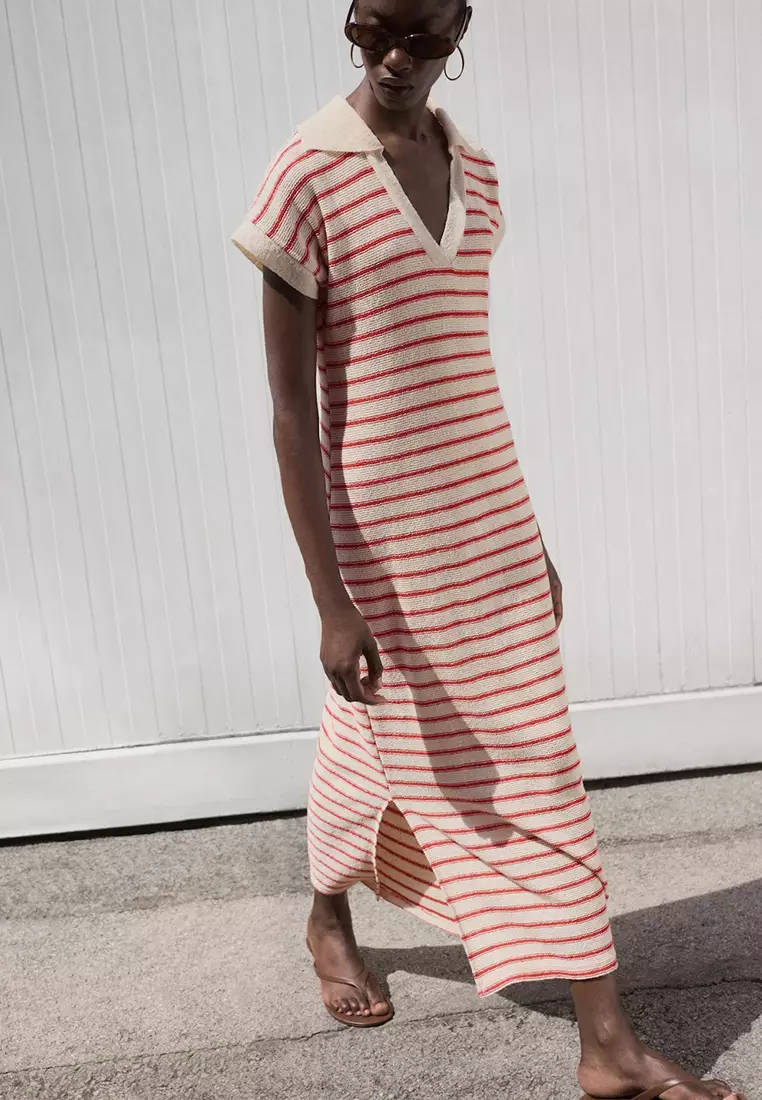 Long Striped Knitted Dress