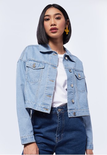 cropped blue denim jacket