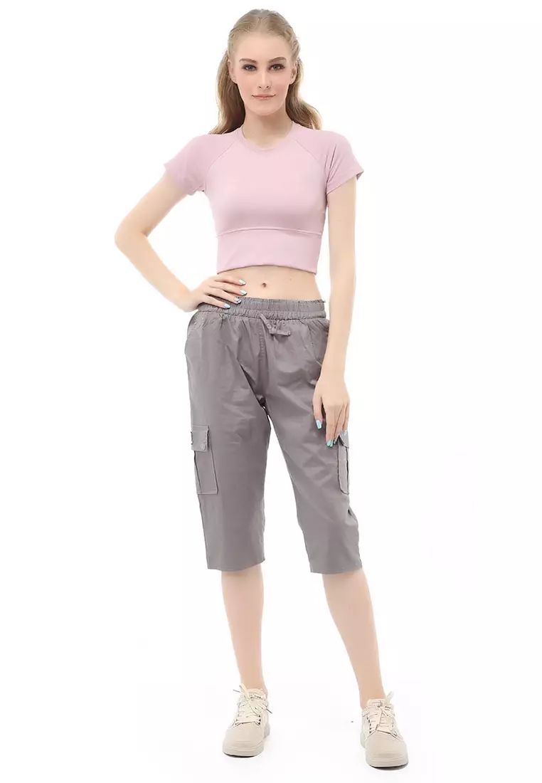 Madoc Short Pants Celana Pendek Kasual Wanita 7/8 Style Pocket Material Cotton ORIGINAL - Gray