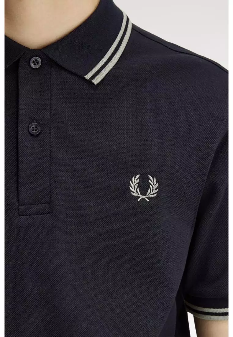 Fred Perry M3600 Twin Tipped Fred Perry Shirt (Navy / Seagrass / Seagrass)