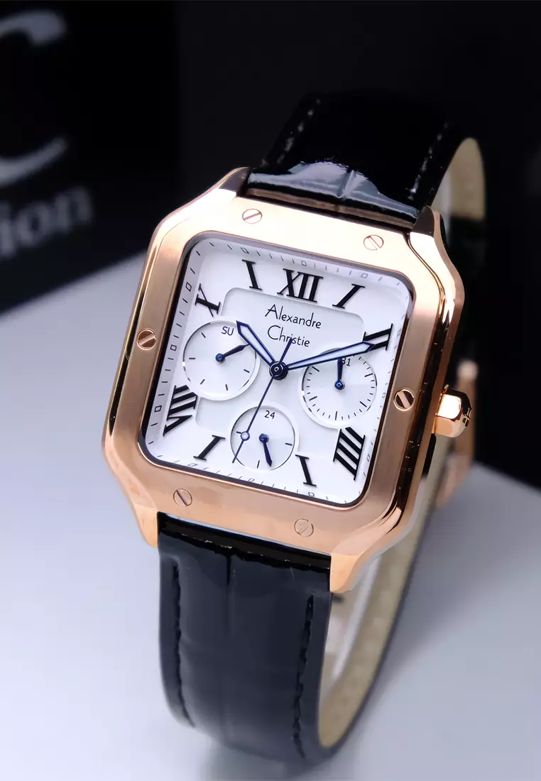 Alexandre Christie Jam Tangan Analog Wanita Rosegold Case Black Leather Strap - 2B18BFLRGSLBA