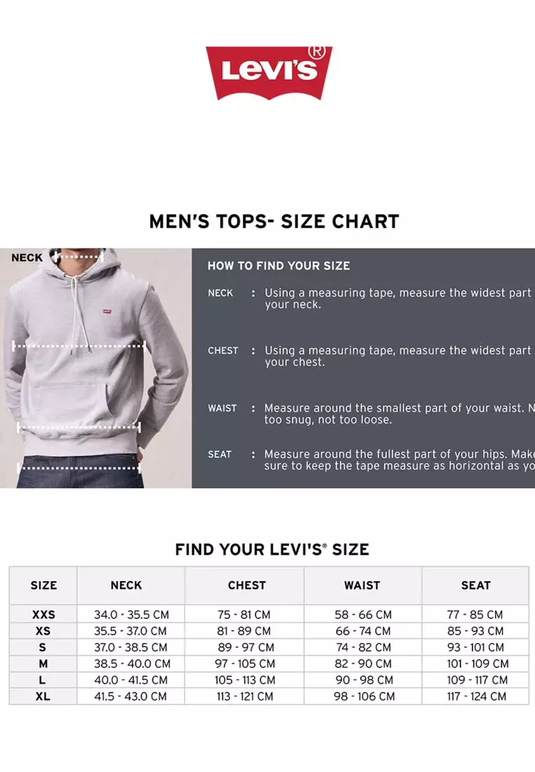 Levi shirt hot sale size chart