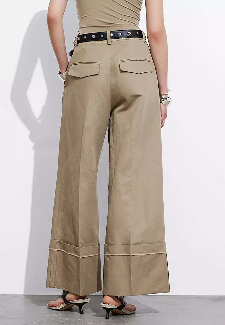 Wide Fold-Up Cuff Trousers