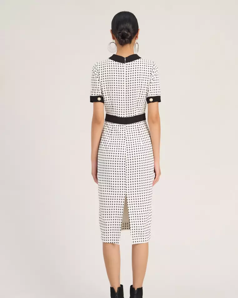 White Polkadot Linen Dress