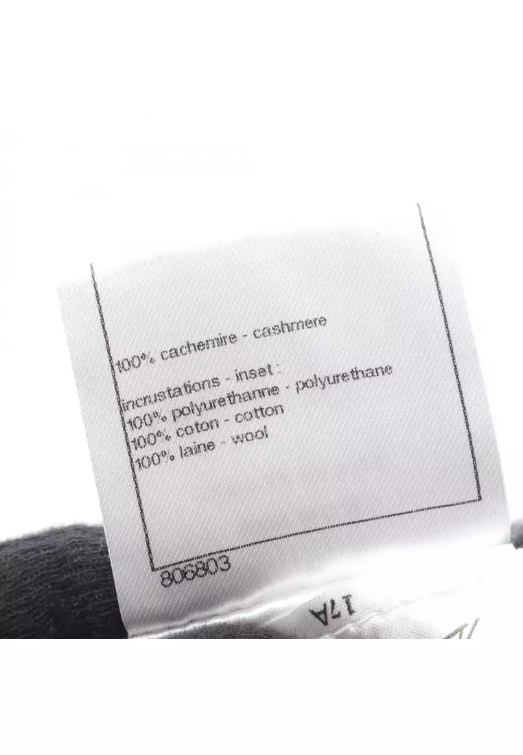 Pre-Loved Chanel Scarf check houndstooth pattern cashmere gray black white