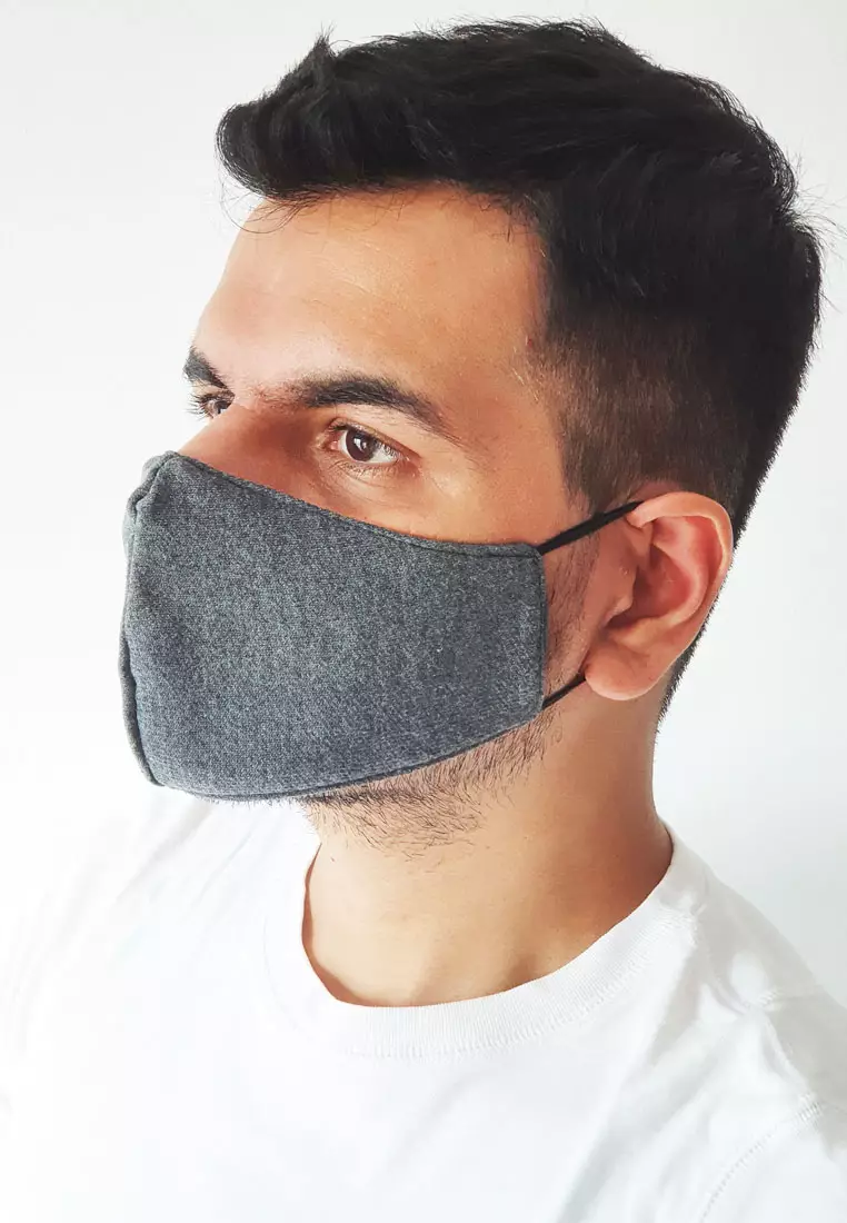 2 in 1 Premium 3 ply Cotton  Mask  Grey & Beige