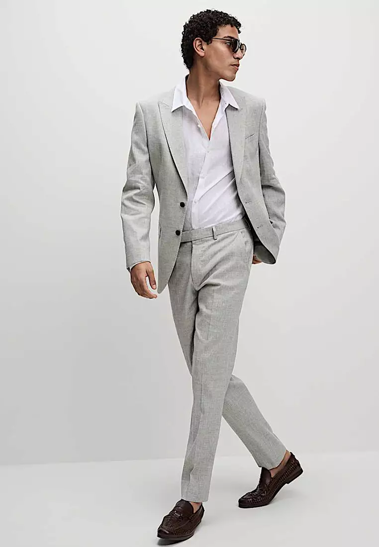 Tailored Fit Linen Rich Suit Jacket