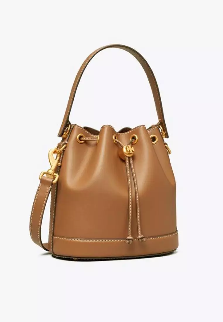 Tory Burch T Monogram Leather Bucket Bag In Moose