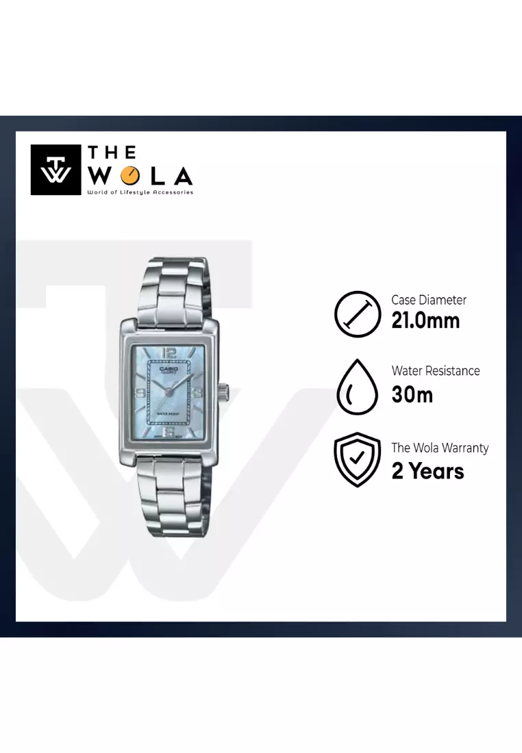 Women Analog Watch LTP-1234DS-2A Silver Stainless Steel Strap