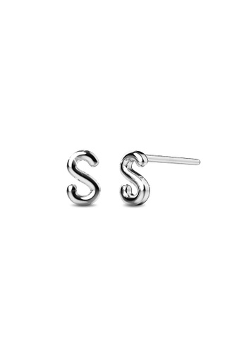 925 Signature silver 925 SIGNATURE Solid 925 Sterling Silver Initial Alphabet Personalised Stud Earrings- S B36B5AC073E394GS_1