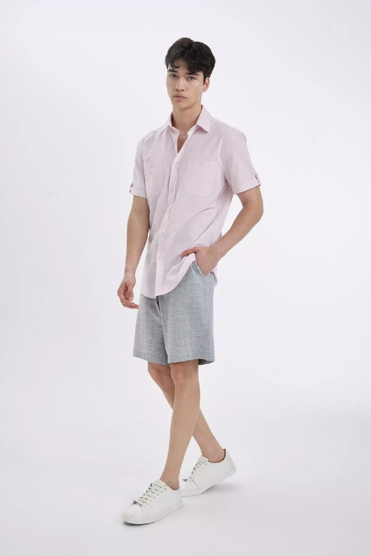 Cotton Bermuda Cargo Shorts - Straight Leg, Regular Fit D1935ax24sm