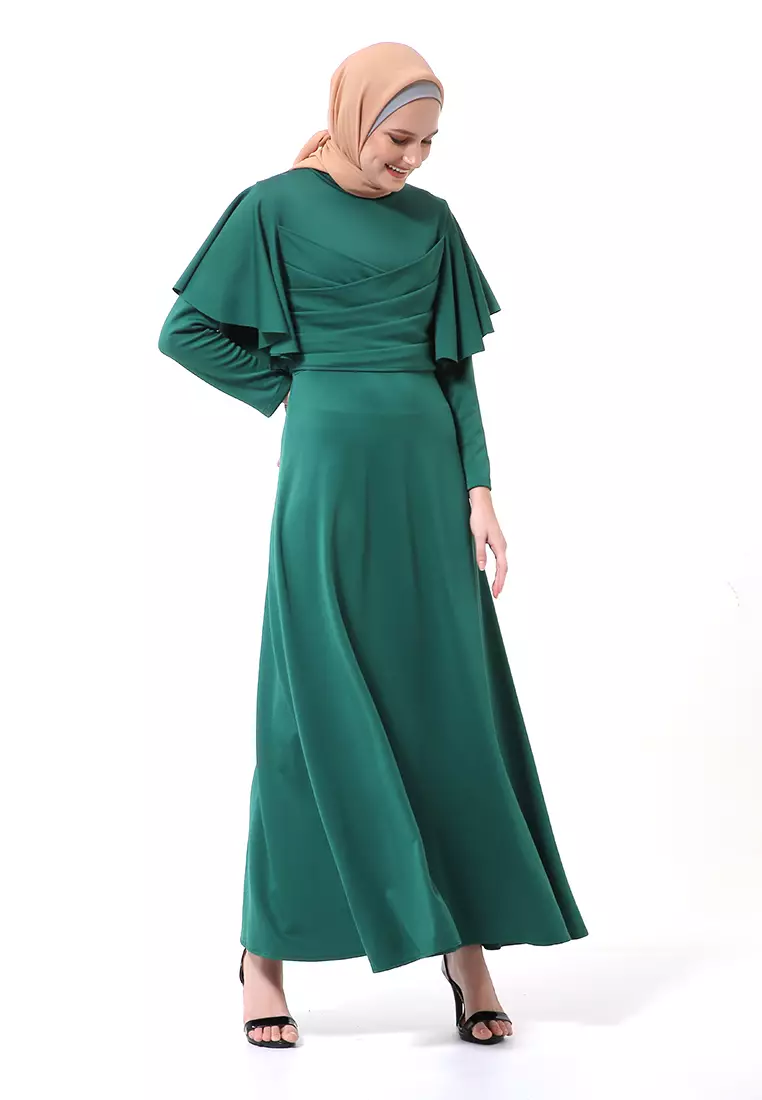 Zeta Dress Fashion Muslimah Wanita Long Sleeve Style Basic Relaxed Fit - Hijau Natal