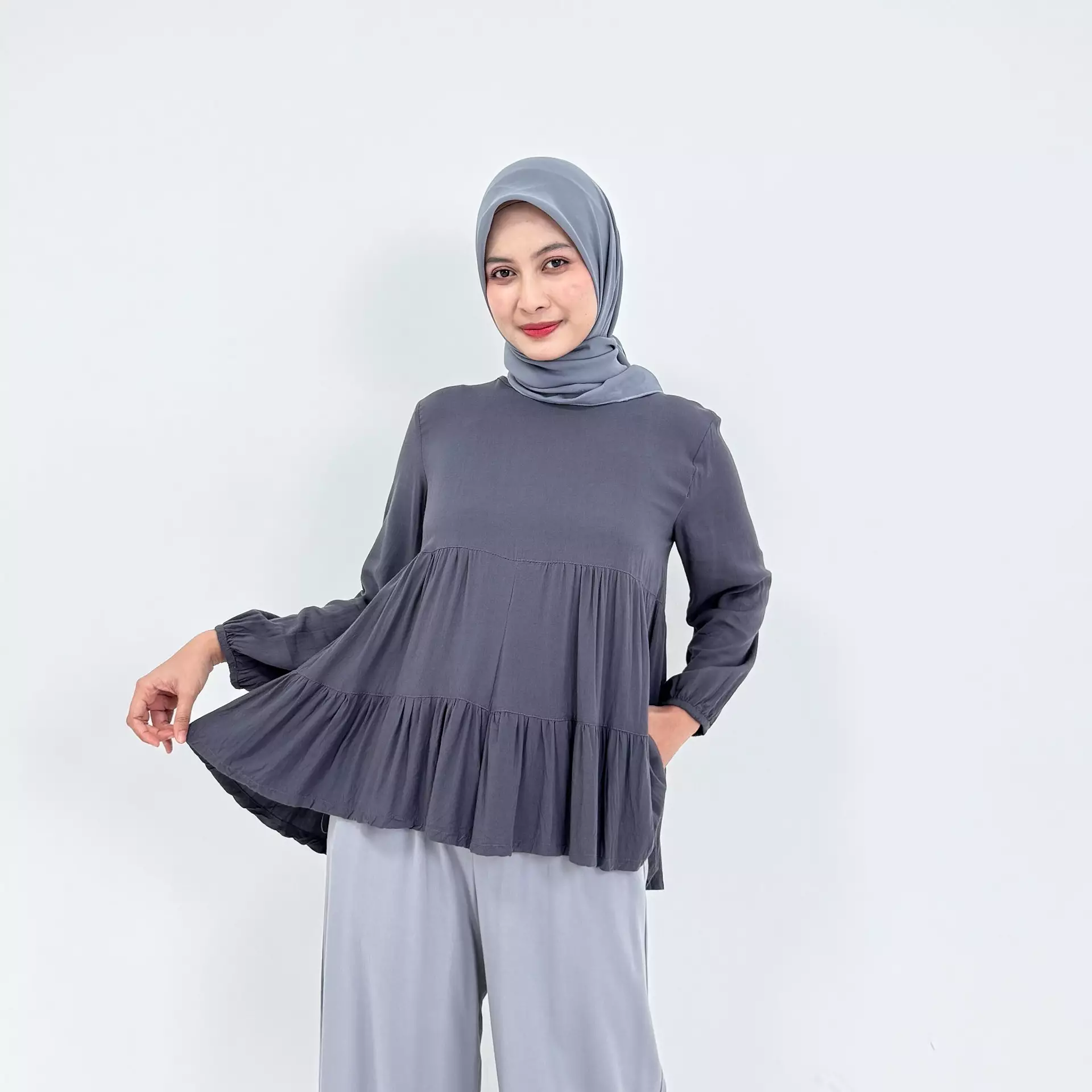 Setelan Blouse Nanda [ABU-ABU]