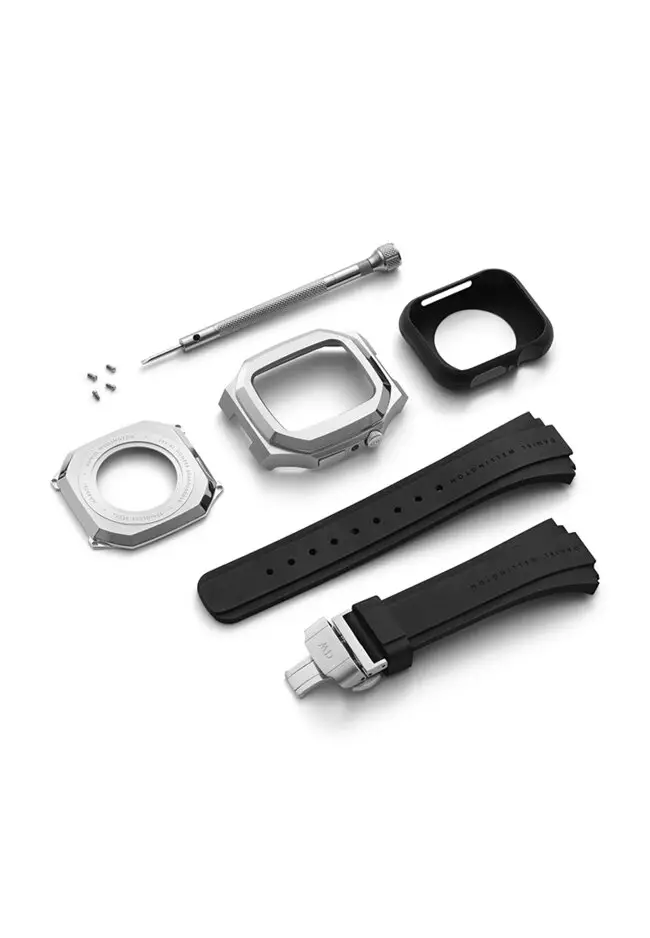 Switch Sliver 40mm - Smart watch case for Apple watch series 4, 5, 6 & SE - Stainless steel case with rubber strap -DW OFFICIAL