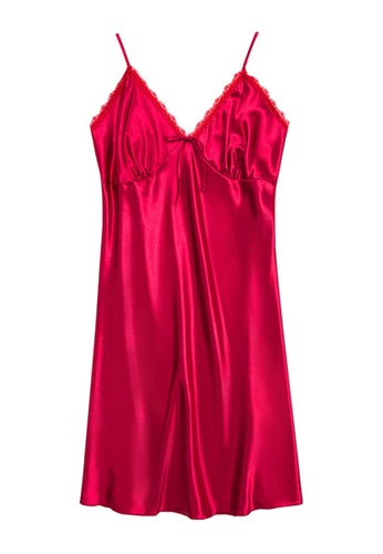 ZITIQUE red Sling Ice Silk Sleepwear-Red 7D0D8USA408C87GS_1