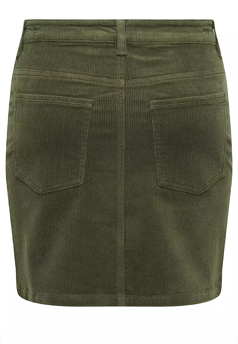 Mid Waist Corduroy Skirt