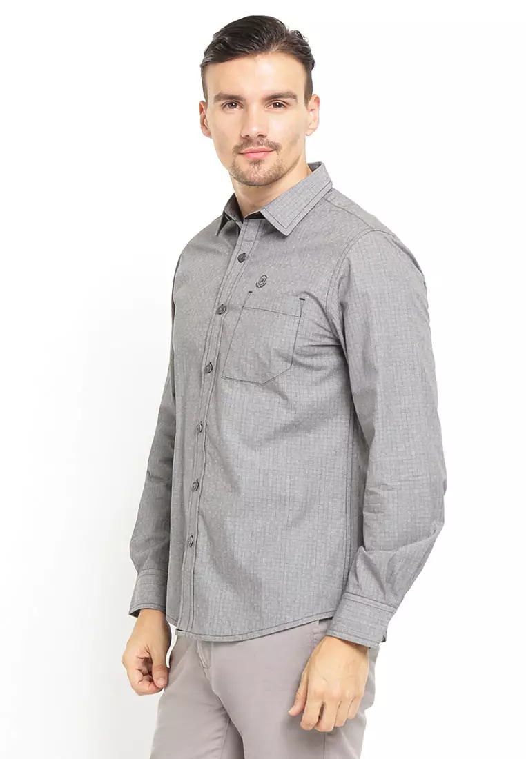 Johnwin - Kemeja Casual - Kemeja Lengan Panjang - Kemeja Pria - Soft Grey - ASH.670.S871.648.C L/S