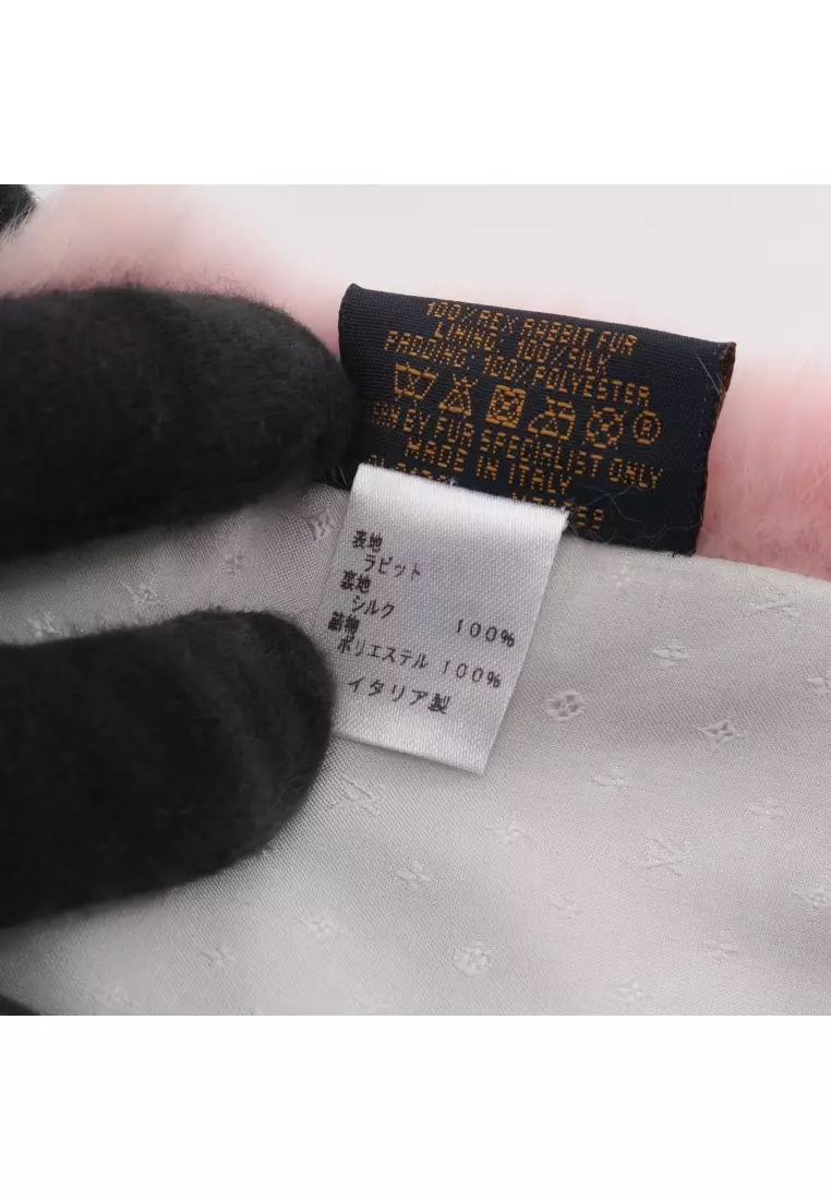 Pre-Loved Louis Vuitton Écharpe Winter Sunset Scarf rabbit fur pink off white