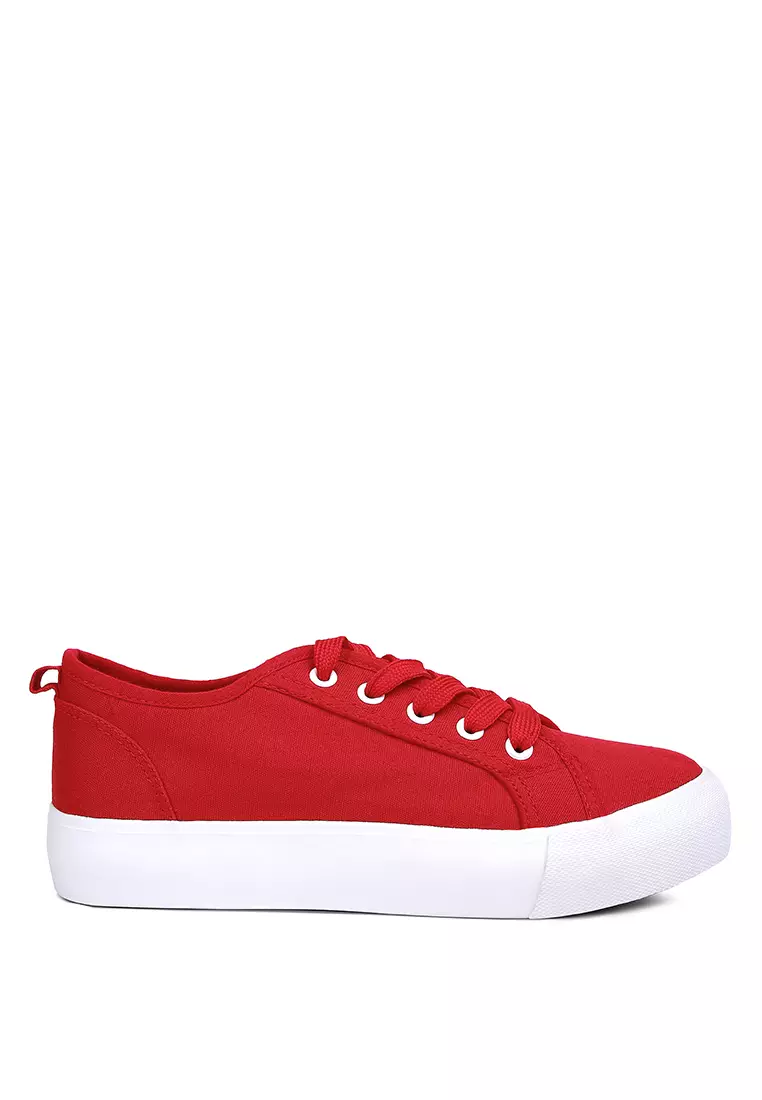 Puma red store platform sneakers