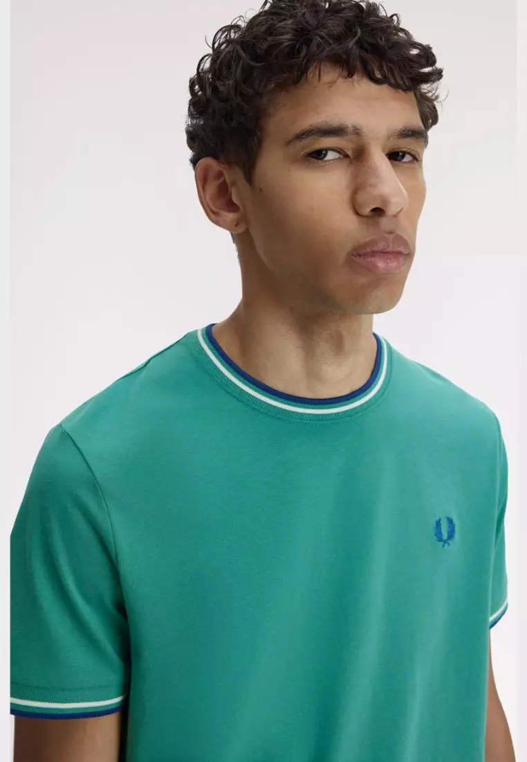Fred Perry M1588 Twin Tipped T-Shirt (Deep Mint / Snow White / Soho Eclipse)