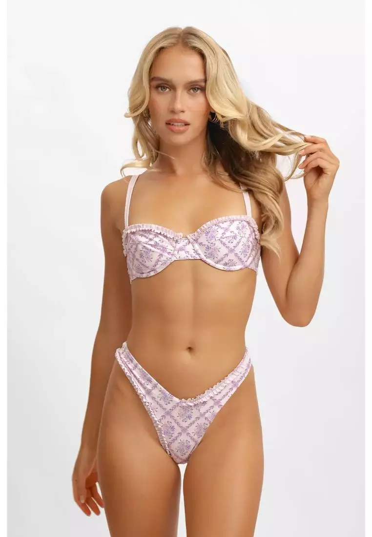 Amelia Frilled Underwire Bikini Top / Lavender Tea Final Sale