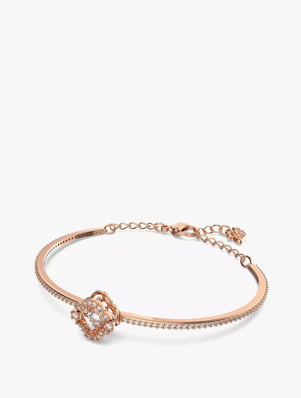 Sparkling Dance Bangle, White, Rose Gold-Tone Plated - M - White