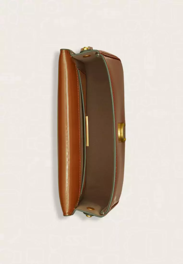 Tory Burch Robinson Spazzolato Convertible Shoulder Bag Dark Sienna