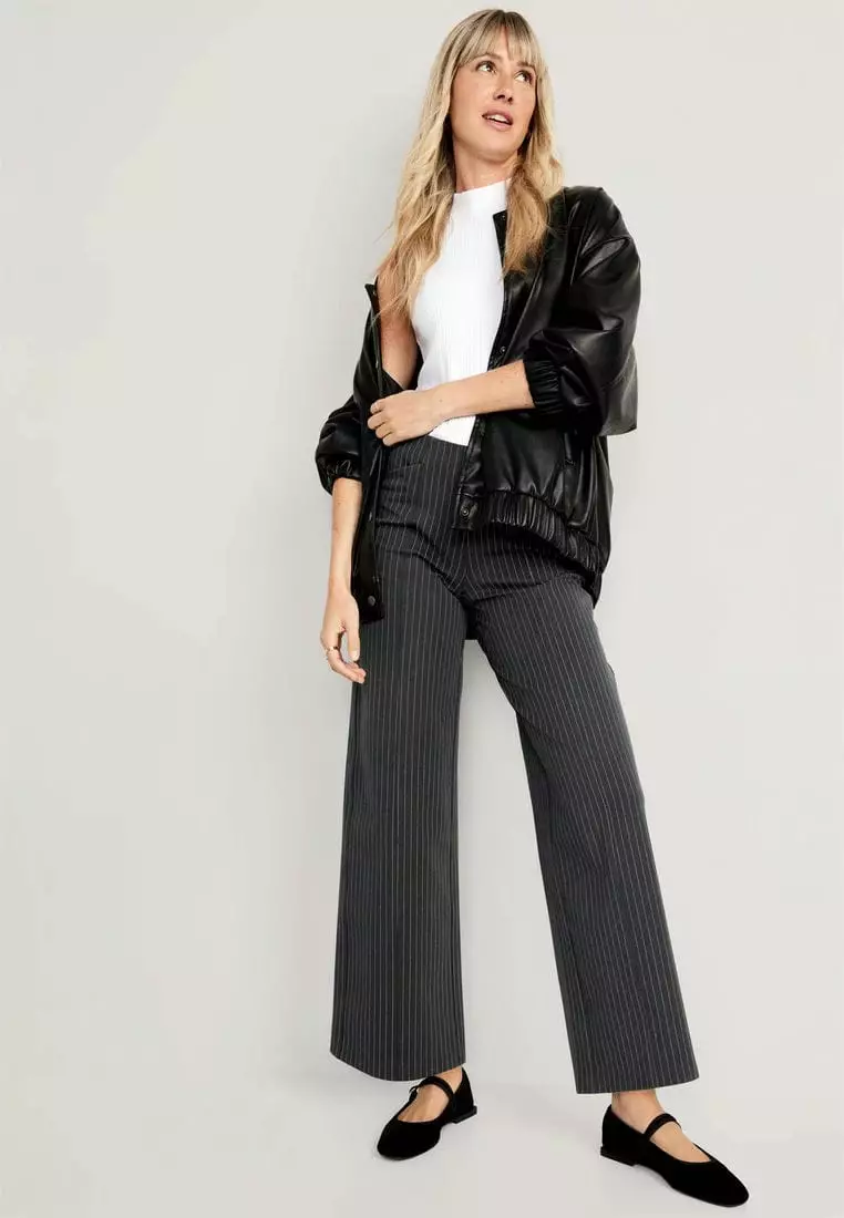 High-Waisted Pull-On Pixie Wide-Leg Pants