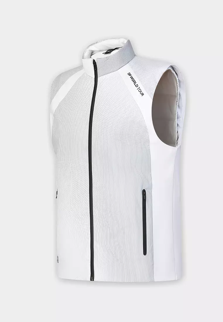 FILA CORE ATHLETICS GOLF DP WORLD TOUR MONOGRAM STRIPE Men Down Jacket Vest  (Full Print)