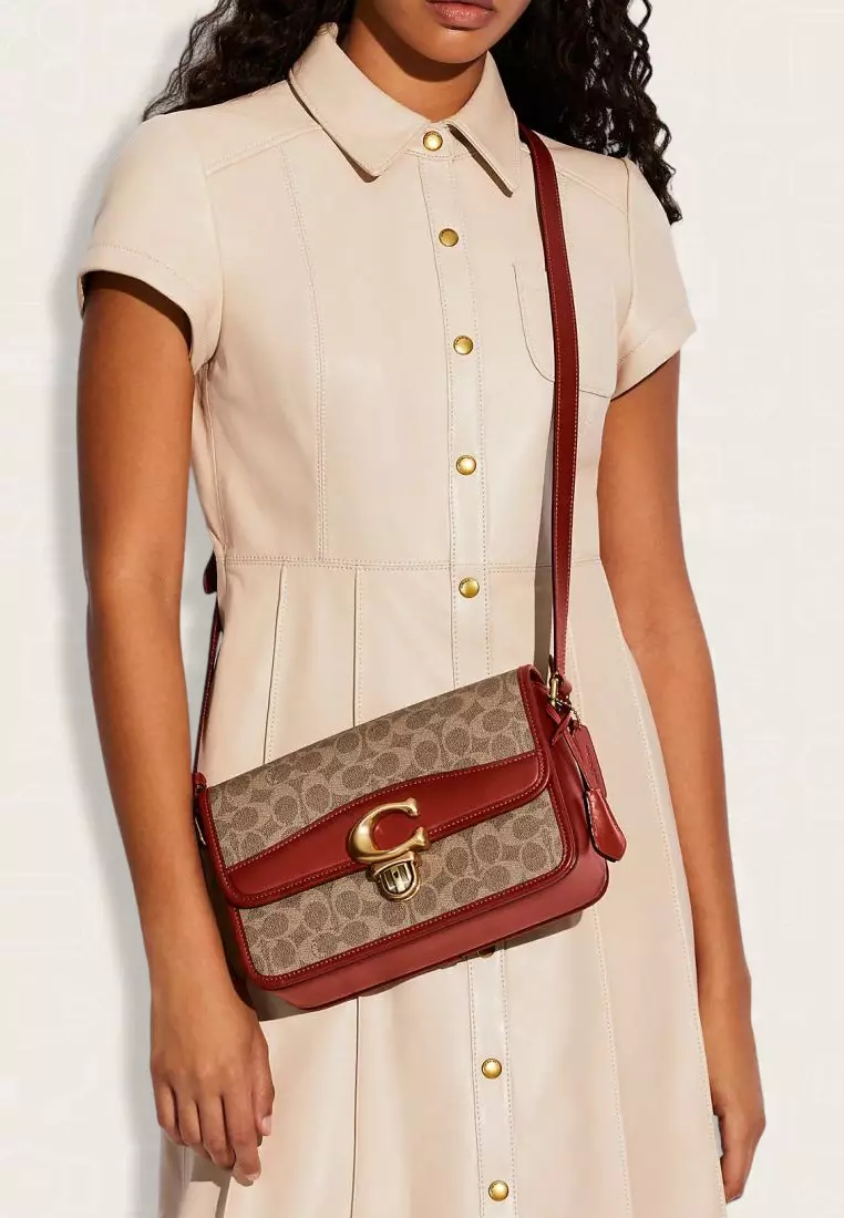 Coach Studio Shoulder Bag In Signature Canvas Tan Rust