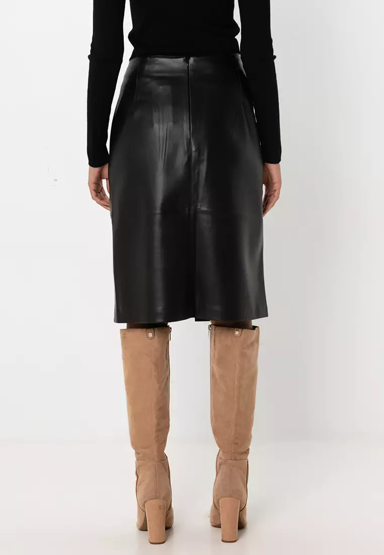 Faux-Leather Pencil Skirt