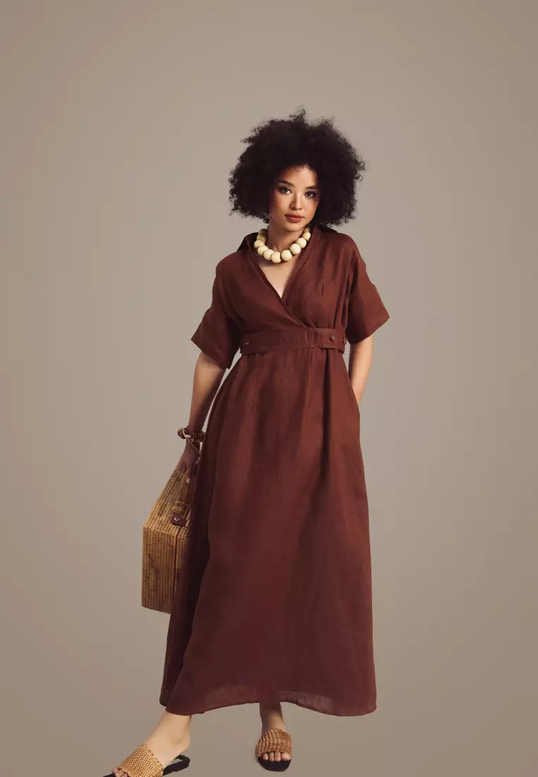 Linen Maxi Wrap Dress