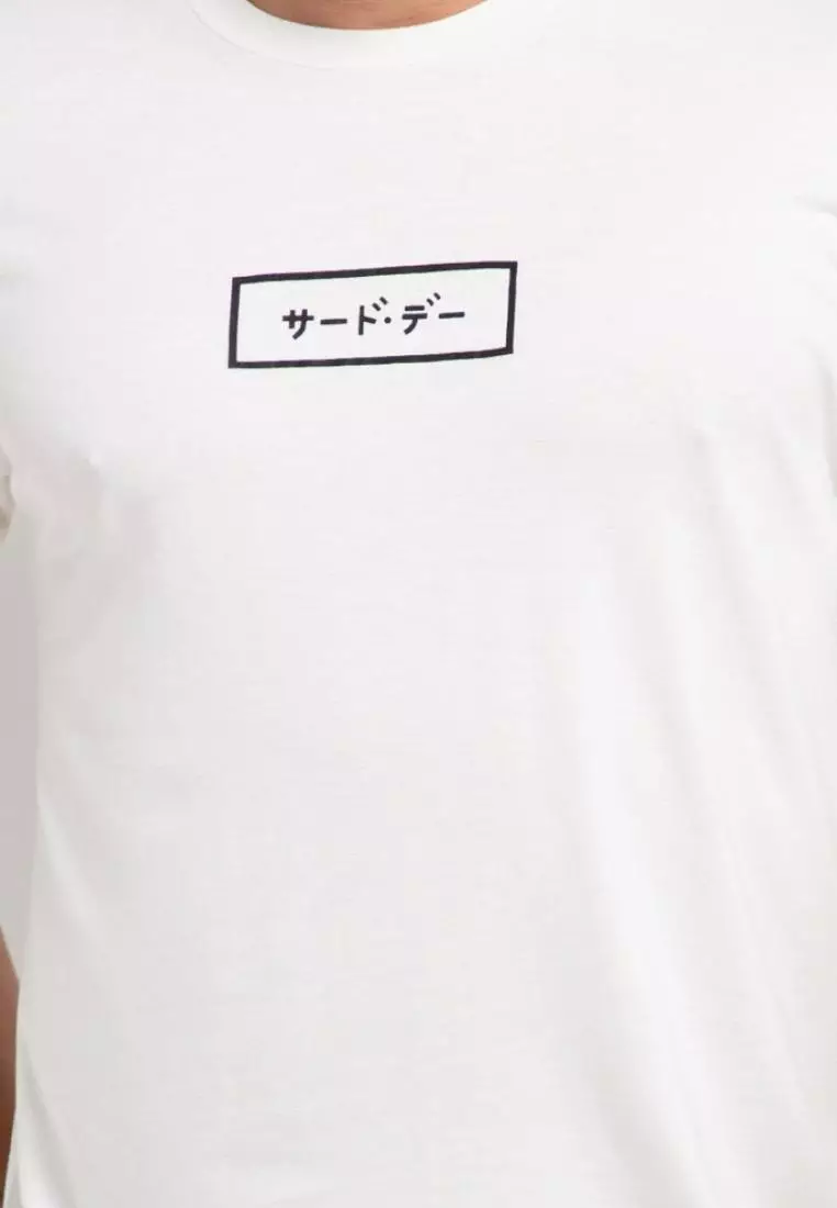 MTH72 Kaos Pria Simple Jepang Distro Smallrec Katakana Putih