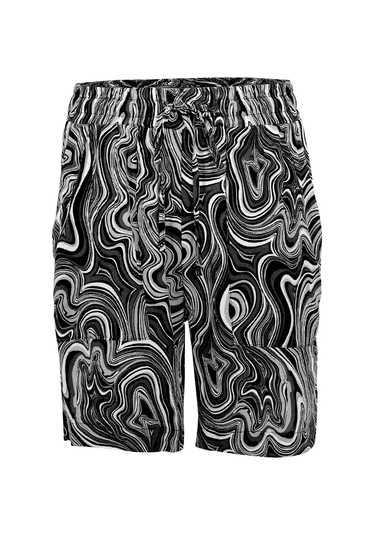 Black Wave Comfy Drawstring shorts