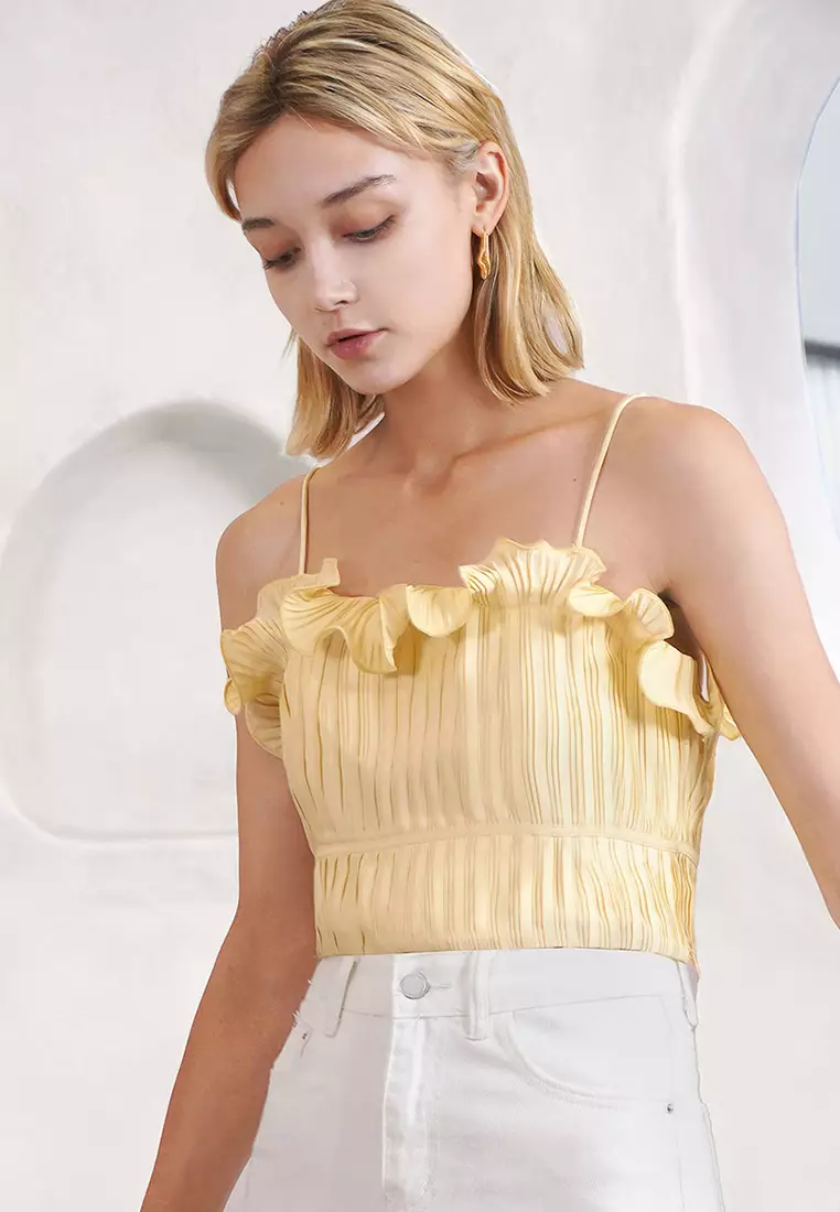 Yellow ruffle tube on sale top