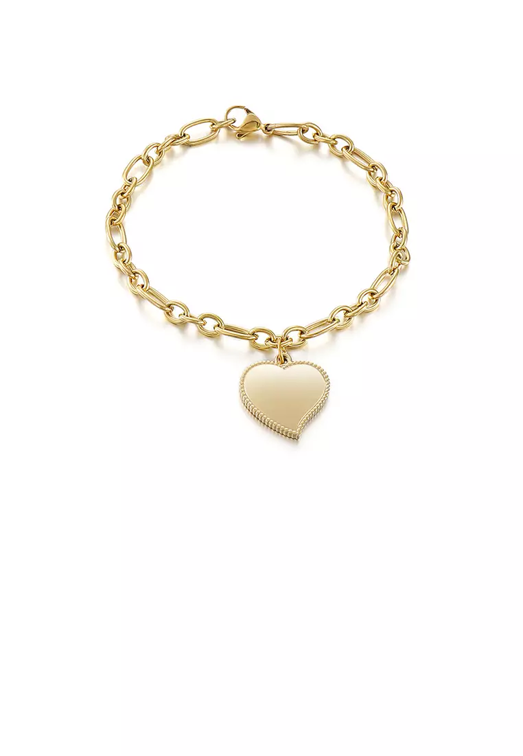 Simple and Fashion Plated Gold Heart-shaped 316L Stainless Steel Bracelet