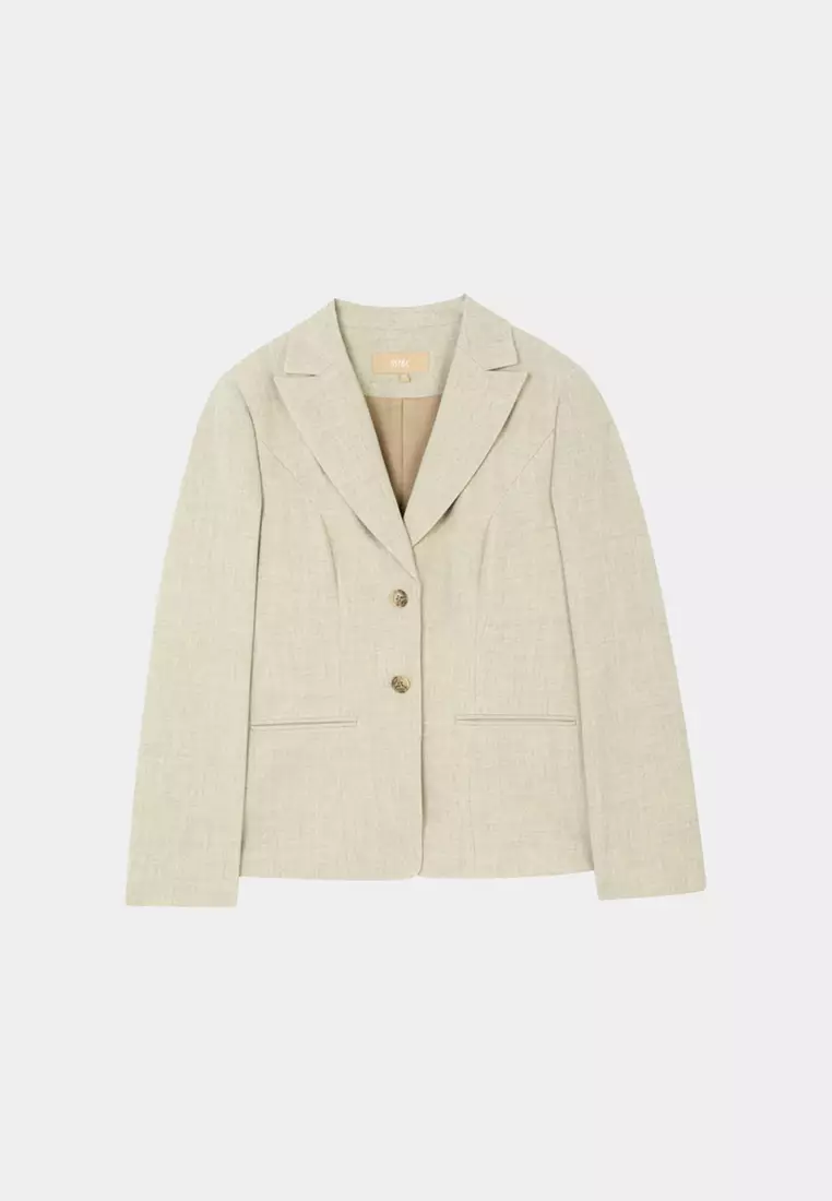 淺抹茶色劍領適中版西裝外套